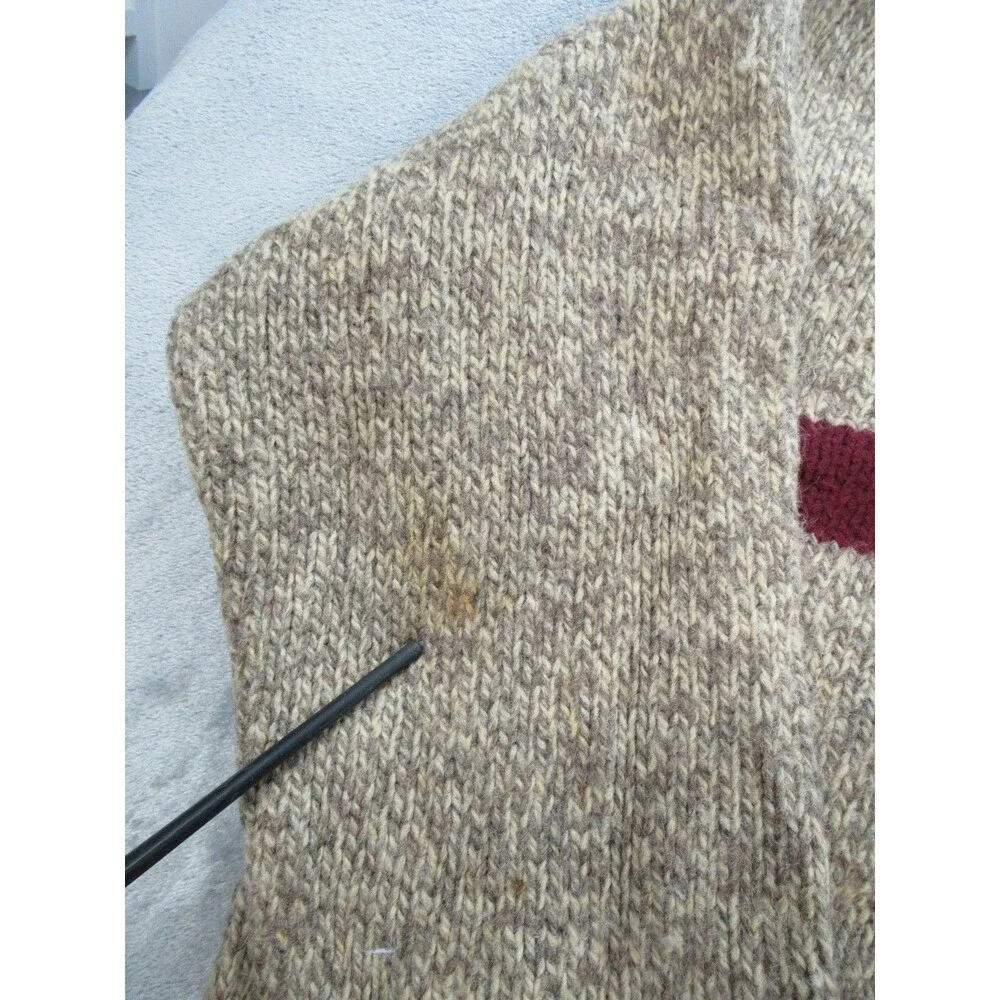 VTG Abercrombie & Fitch Men's Large Sweater 100% Shetland Wool Beige V-Neck